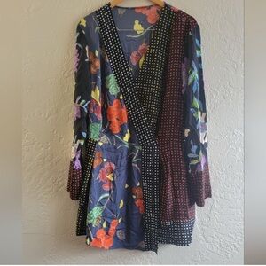 DVF Patchwork Crossover Silk Dress Size Large